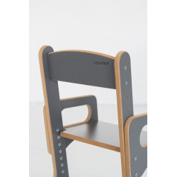 Bureau et chaise enfant Montessori réglables en bois - Gris — photo 3