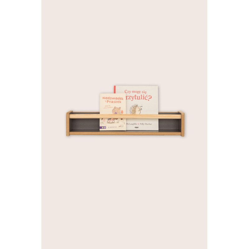 Étagère murale livres enfants Montessori en bois - Grise