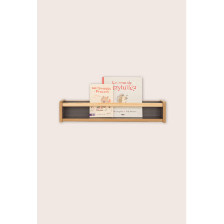 Étagère murale livres enfants Montessori en bois - Grise