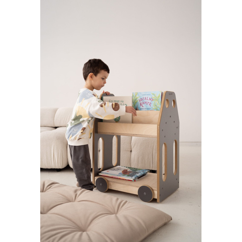 Étagère Montessori pour chambre d'enfant en bois - Grise