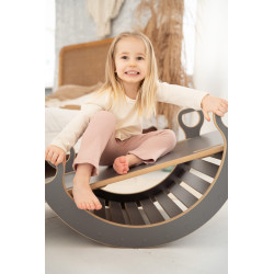 Balançoire Montessori L en bois + toboggan nuages - Grise — photo 8