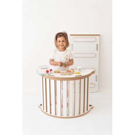 Balançoire Montessori 3-en-1 en bois avec toboggan | Taille L