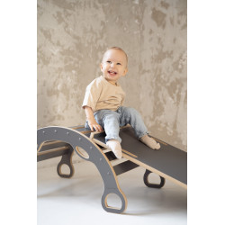 Balançoire Montessori en bois avec toboggan - Grise, taille L — photo 5