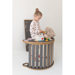 Arche d'escalade Montessori en bois avec toboggan et plateau - Gris L — photo 3