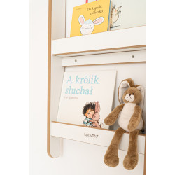 Grande étagère murale Montessori en bois pour livres - Blanche et naturelle — photo 3