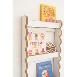 Étagère murale Montessori pour livres en bois - Blanc et naturel
