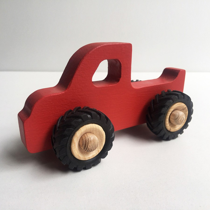 Henry the Wooden Pickup Truck - Red Color - Wooden Toy - Photo 1 Henry the Wooden Pickup Truck - Red Color - Wooden Toy - Photo 1