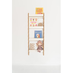 Étagère murale Montessori pour livres en bois - Blanc et naturel — photo 2