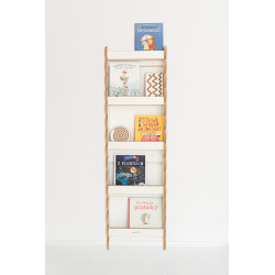 Étagère murale Montessori en bois pour livres - Blanc et naturel, grande — photo 2