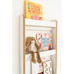 Étagère murale Montessori en bois pour livres d'enfants - Blanc et naturel — photo 2