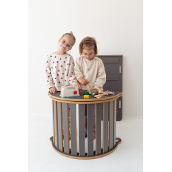 Balançoire Montessori 3-en-1 en bois avec toboggan | Taille L Gris
