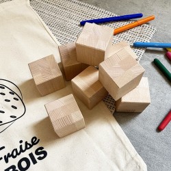 Cubes in raw wood 50mm - Lamelé -glued beech panel