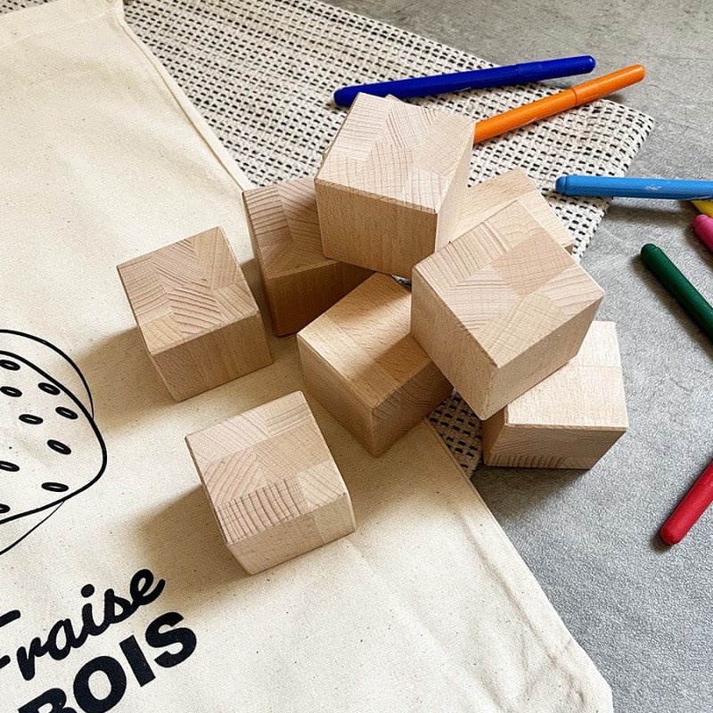 Cubes en bois brut 50mm - Panneau hêtre lamellé-collé