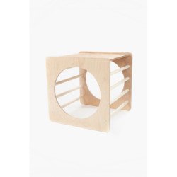 Petit jeu Montessori 2 3 ans en bois avec cylinders et ouvertures, idéal pour développer la motricité fine.