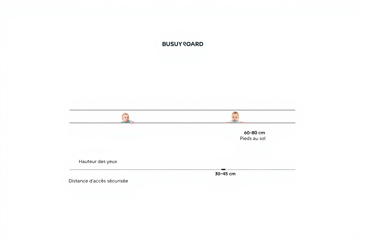Schéma des hauteurs d'installation du busy board par âge