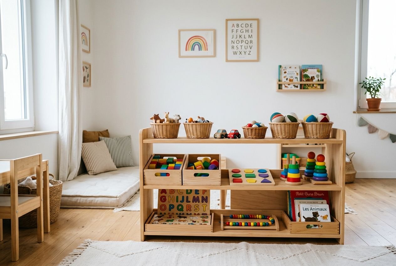 Rangement jouets montessori : guide des meilleurs meubles enfant